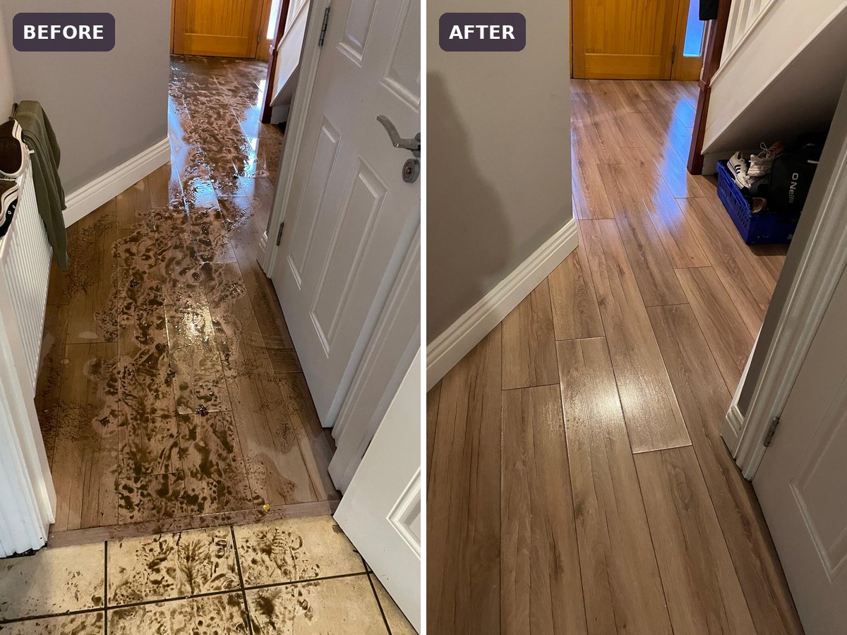 Before and after — Hallway floor recovery